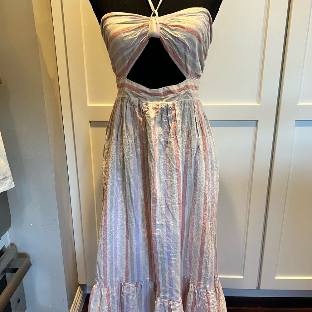 Forever 21 Pink and White Halter Dress S